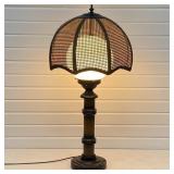 Vintage Bamboo Style Table Lamp w/ Wicker Shade