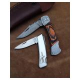 Folding Damascus Steel Pocket Knife and Utica 440