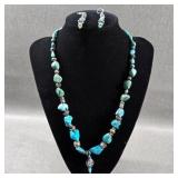 Silver & Turquoise Necklace & Earring Set