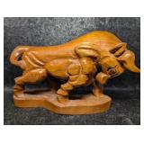 Hand Carved Anatomically Correct Wooden Bull