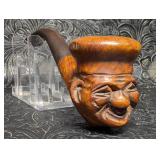 Vintage Hand Carved Smiling Man Figural Smoking