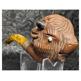 Vintage Bison Figural Smoking Pipe French Briar