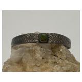 Sterling Silver & Green Stone Baby Bracelet 4g