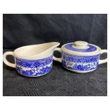 BLUE WILLOW CREAM & SUGER
