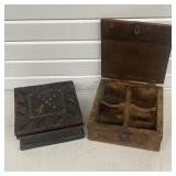 2 Vintage Handmade Wood Boxes , Primitive