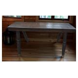 Antique Plank Bench with Turned Legs