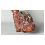 Carved Wood Dog Head Tobacco Smoking Pipe