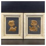 Vintage Copper Art Boy & Girl Praying