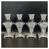 2 Pair. Vintage Fan Style Glass Candle Holders