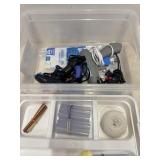 Glue Guns w/ Glue Sticks in Plastic Container