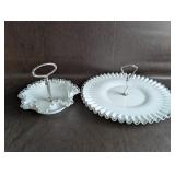 Fenton White Milkglass Silver Crest Bon Bon dish