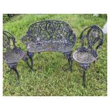 CAST IRON PATIO SET 2 CHAURS & LOVE SEAT