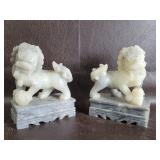Chinese Pair / Set of 2 Hand Carved Stone Foo Dog