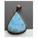 STERLING SILVER LARIMAR STONE PENDANT