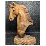 Carved Wood Horse Bust