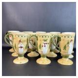 12 Sonoma Footed Christmas Mugs 2 w/ Chips