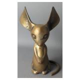 Mid Century Solid Brass Big Eared MOUSE Statue