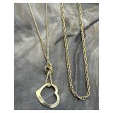 14K Y Gold Chain Heart Pendant 1.1g & Rope