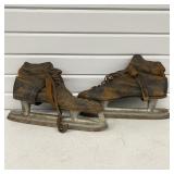 Vintage Leather Silver Flash Ice Skates , Display