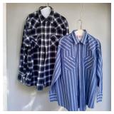 2 Menï¿½s Plains Western Wear Shirts XL Oearl Style