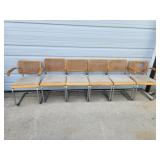 6 Vtg Marcel Breuer Chairs Maple & Rattan Italy