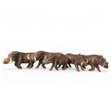 Vintage Hand Carved Sounder of Wild Hogs ,