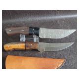 Set of Two Damascus Fixed Blade Hunting Knife