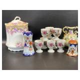 Vintage Porcelain Asian Hat Pin Holder, Japan Egg