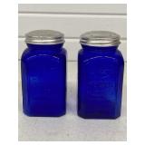 COBALT BLUE SALT & PEPPER SHAKERS; ONE LITTLE