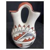 NATIVE AMERICAN POTTERY WEDDING VASE SIGNED E.