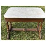 MARBLE TOP SIDE/LAMP TABLE W/ DRAWER