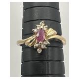 10K Y Gold, Pink Spinel & Diamonds Ring 1.8g