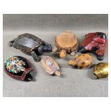 Collection of Carved Wood Turtles w/Laquered