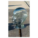 Vintage Glass Mannequin Head on Stand.
