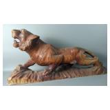 Large Vintage Asian Carved Wood Tiger (some dame,