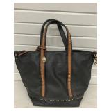 BIG BUDDHA BLACK HANDBAG PURSE W/ STUDS & TASSELS