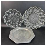 2 Egg Plates w/ Pewter Plate