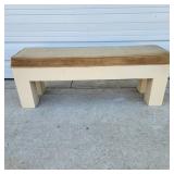 Vtg Bench Upholstered Top