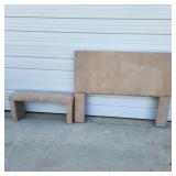 Upholstered Queen Size Headboard & Bench