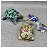Collection of Cloisonne Turtle Trinket Boxes w/a