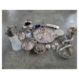 Large Lot of Silverplate , Cobalt Glass , Tea ,