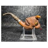 Hand Carved Wooden Bull w/Ring In Nose Figural