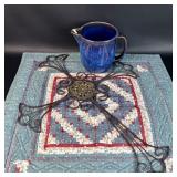 Pottery Pitcher/ Quilted Center Piece for Table/