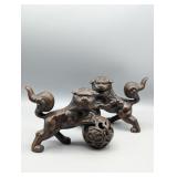 RARE CAST IRON CHINESE FOO DOGS LIONS