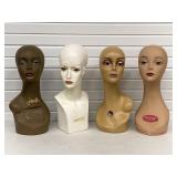 4 Lifelike Wig Head Mannequins