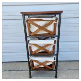 Three Shelf Organizer Wood Metal Canvas