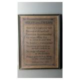 Framed Old West Bar Rules Parchment Paper Tavern