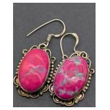 925 SILVER FAUX PINK TURQUOISE EARRINGS