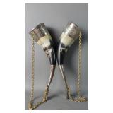 Two Wine Drinking Horns, Viking Drinking Horn