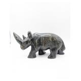 VTG. HAND CARVED STONE RHINO SCULPTURE 8' LONG